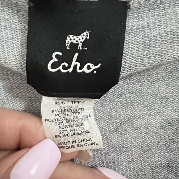 Echo Essential Open Cardigan Grey Heather Size XS / S Minimalist Long Sweater - Picture 5 of 7